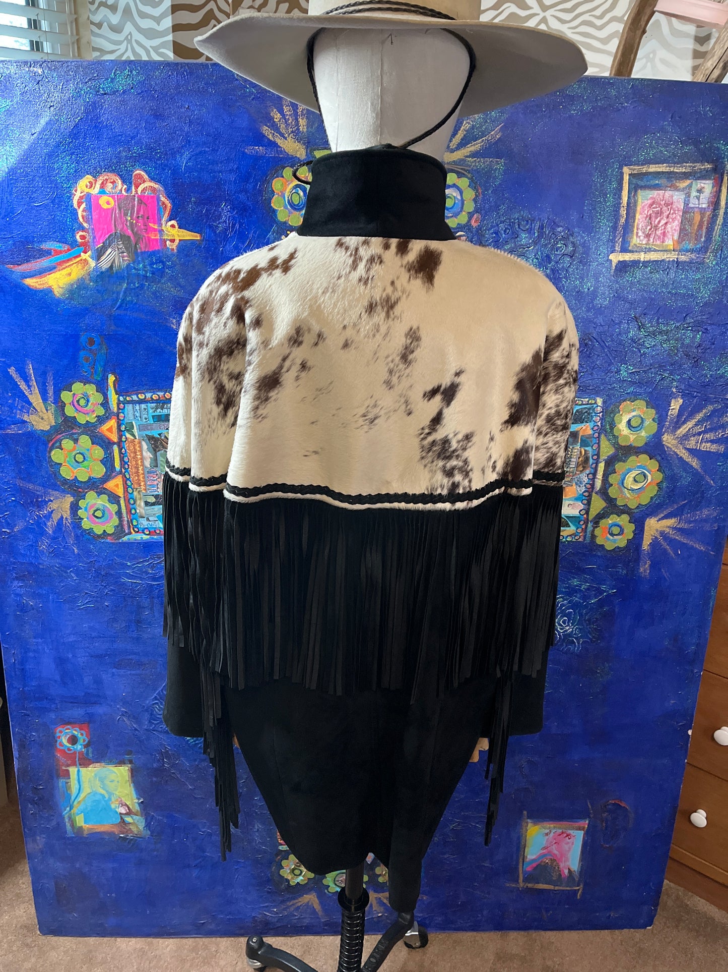 Suede and cowhide fringe jacket
