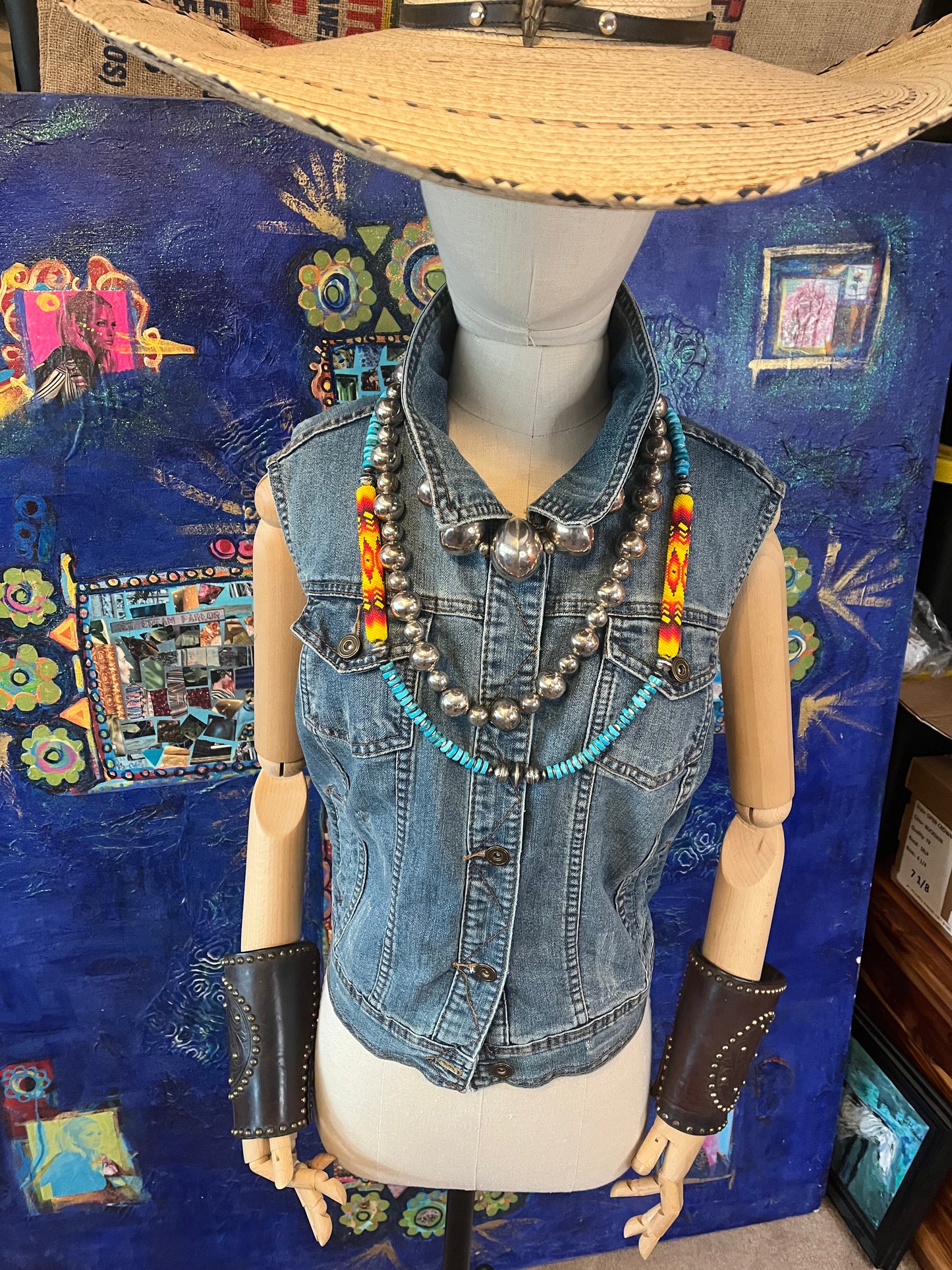 Day of the Dead denim vest