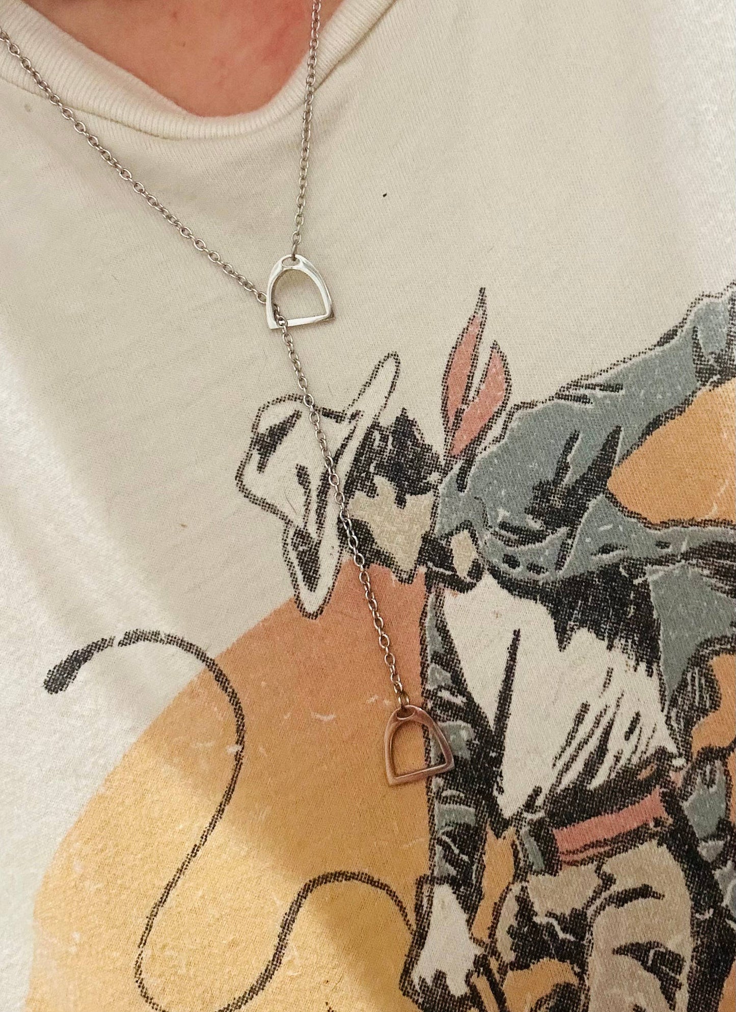Stirrup Lariat Necklace: Stainless