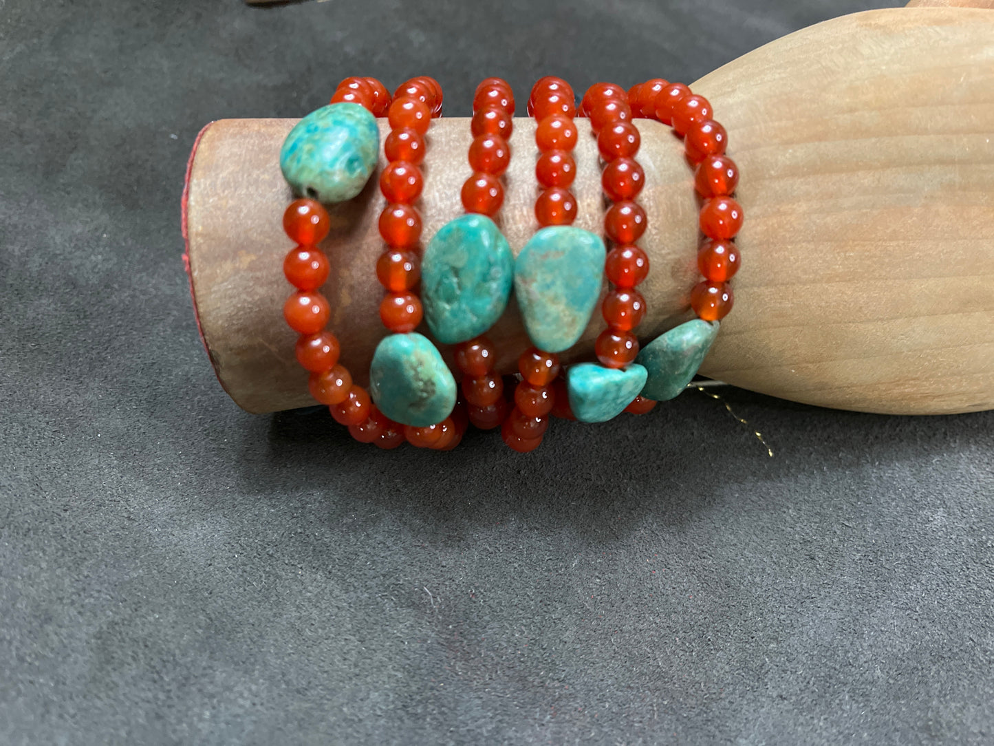 Carnelian and turquoise bracelet