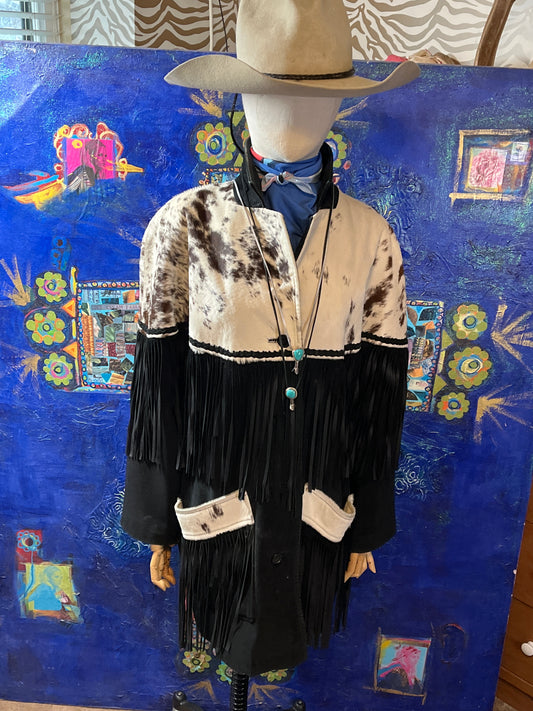 Suede and cowhide fringe jacket