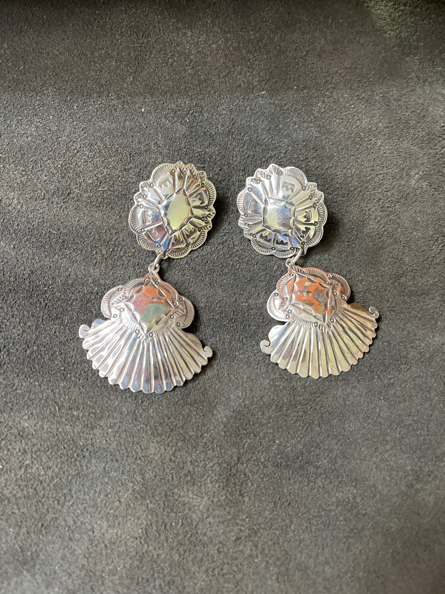 Sterling concho earring