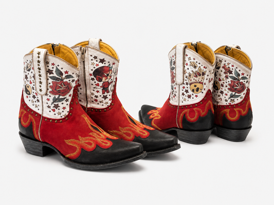 Old Gringo Red Flame Devil & Dice Booties - Size 9