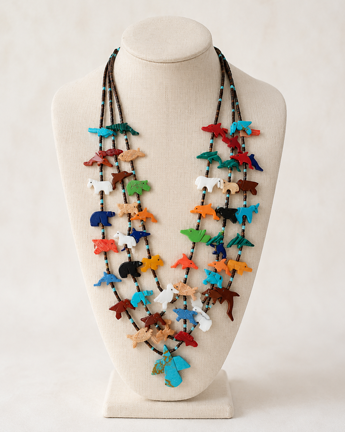 Vintage Three-Strand Fetish Necklace – 15"