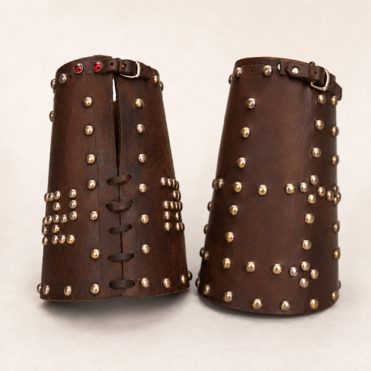 Vintage Leather Bow Guards with Stud Detail