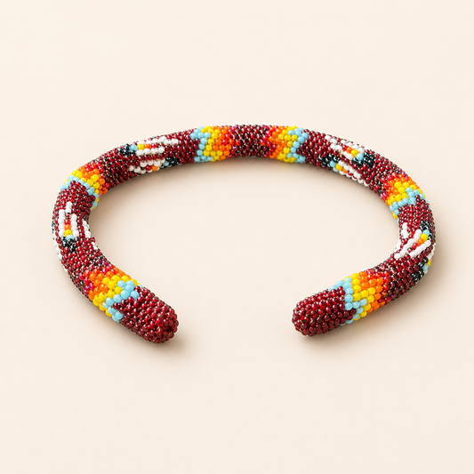 Kiowa Beaded Cuff Bracelet – Red