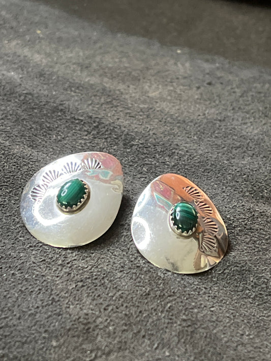 Malachite and sterling earring